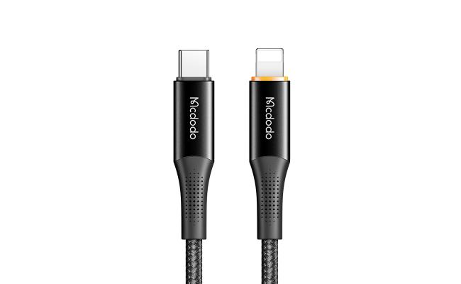 MCDODO CA-9960 Type-C to Lightning 1.2M PD20W Smart Indicator Light Fast Charging Data Cable Black